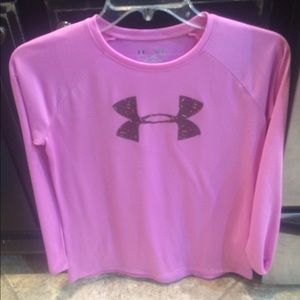 Pink and purple long sleeve Under Armour shirt.